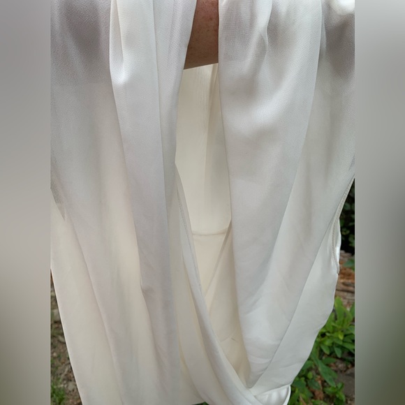 Vince Camuto Silk Pearl white sleeveless layered blouse Sz M whimsical luxury - Picture 4 of 13